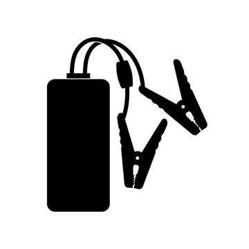 black battery charger with clamps clip art preview