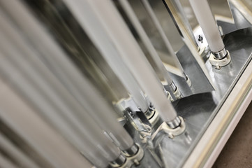 Detail of fluorescent tube on luminaire.