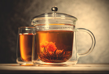 green tea with flower
