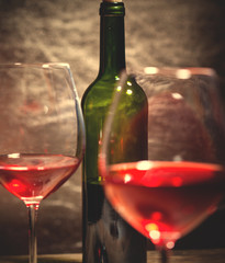 wine in green bottle