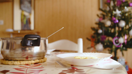 Dinner is served on table