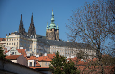 Fototapeta na wymiar Czech Republic, Prague. A Old Town pavement tower and other famous places