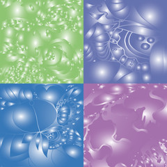 Four different color backgrounds with glitter and patterns