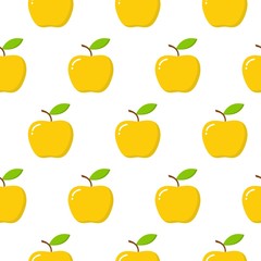 Apple seamless pattern on the white background. Vector illustration.
