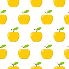 Apple seamless pattern on the white background. Vector illustration.