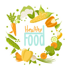 Healthy Food Set on white Background