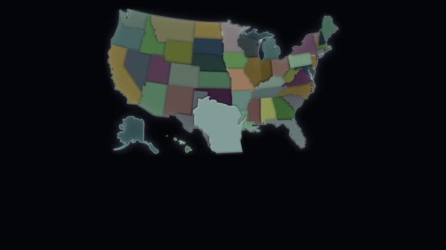 Wisconsin State is highlighted - USA / United States Map