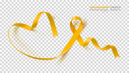 Sarcoma and Bone Cancer Awareness Week. Yellow Color Ribbon Isolated On Transparent Background. Vector Design Template For Poster.