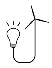 風力発電機と繋がる電球