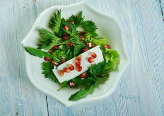 Spring salad with dandelion, feta cheese