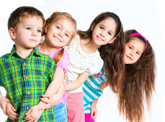 laughing small kids on a white background