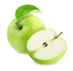Composition with Different Green Apples Isolated on White Background