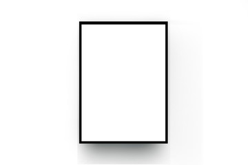 White poster, black wood frame on the white room wall