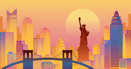 New York Colourful Background, Urban Skyline © muchmania