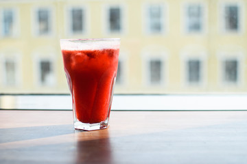 Fresh wild berry lemonade of red color.