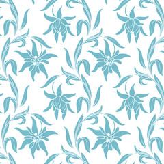 Edelweiss. Botanical pattern with edelweiss flowers