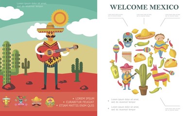 Flat Welcome To Mexico Concept