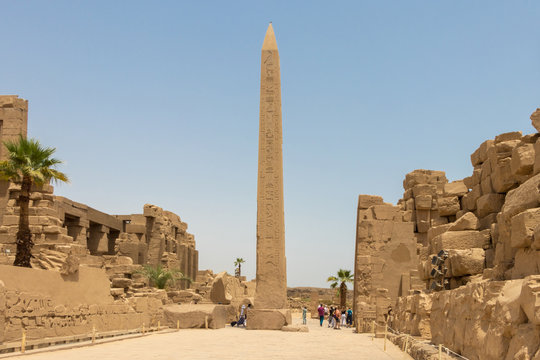 Luxor, Egypt - April 16, 2019: Thutmose I Obelisk in Amun Temple, Karnak, Luxor