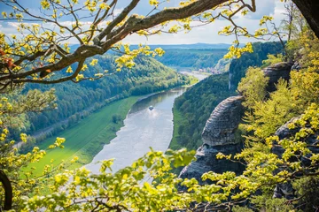 Papier peint Le pont de la Bastei Rock Bridge Bastei and nature views - Rathen, Saxon Switzerland, Germany 