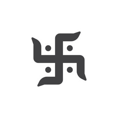 Hindu swastika vector icon. filled flat sign for mobile concept and web design. Diwali Laxmi Sarasvati swastika glyph icon. Symbol, logo illustration. Vector graphics