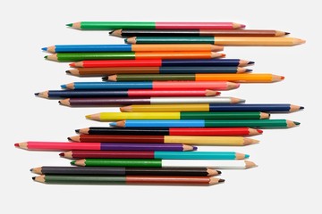 Fototapeta premium Mix Color pencil with copy space isolated on whtie background,education frame concept.