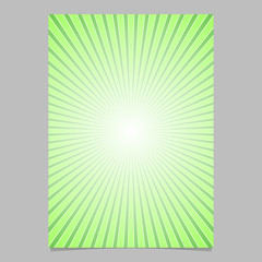 Green abstract sun burst brochure template - gradient vector page background design with radial lines