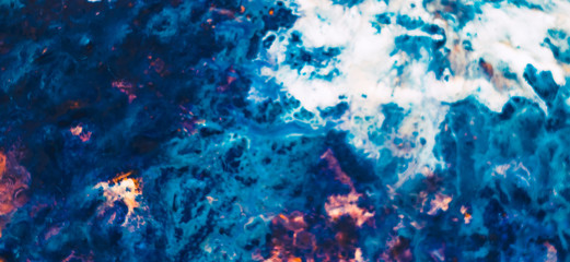 Naklejka na ściany i meble Abstract white blue paint background. Blurred defocused mix blend. Snowy mountain ocean waves nebula effect technique.