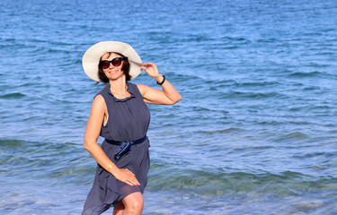 woman on the sea beach