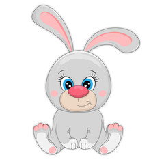 Adorable beautiful cartoon bunny girl isolated on a white background.
