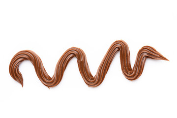Chocolate cream isolated on white background. Flat lay.
