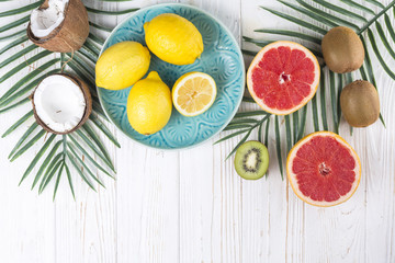 Composition of various fresh tropical fruits