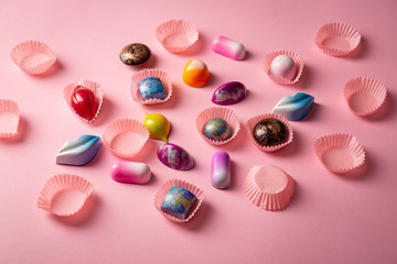 Chocolate bonbons set top view