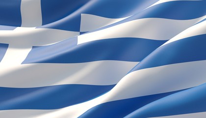 Fototapeta na wymiar Waved highly detailed close-up flag of Greece. 3D illustration.