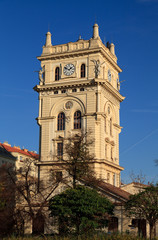 Fototapeta na wymiar Vinohrady Water Tower in Prague. Czech Republic.