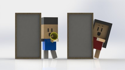 Board & Square doll mockup 3D render [1]
