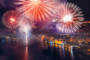 Festival of fireworks in Valletta, Malta. Travel concept