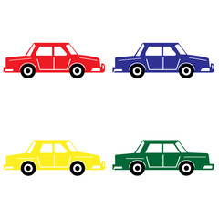 Fototapeta premium Set of 4 colorful cars