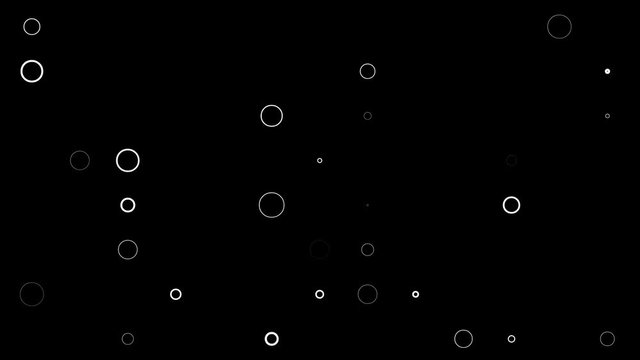 Animation , abstract white bubbles on black background