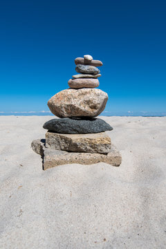 stack of stones on the beach - Germany, Schleswig Holstein, Baltic sea