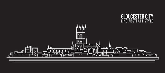 Cityscape Building Line art Vector Illustration design -  Gloucester city ,UK
