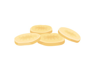 Dried banana slices on a white background. Realistic vector illustration.