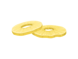 Candied round slices of pineapple on a white background. Realistic vector illustration.