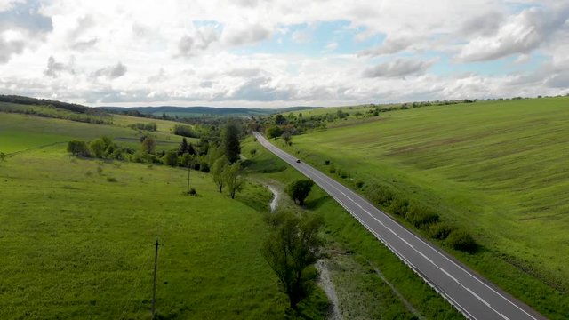 car ride along the road highway near fields aerial background nature wallpapper