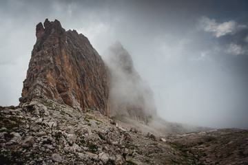 Clouds in the mountains. Beautiful misty Mountain landscape view.  the northern part of Abkhazia,  the Caucasus Mountains. Arabica Mountains
