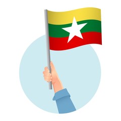 Burma flag in hand icon