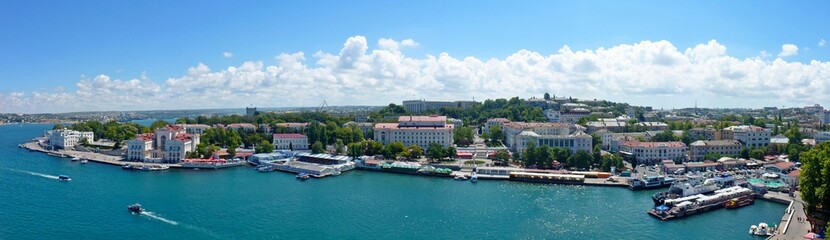 Panoramic view of Primorsky Boulevard in Sevastopol, Ukraine, Artillery Bay