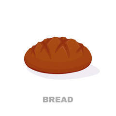 illustration of a bread on a white background for bakehouse or shop, store, natural rural nutrition