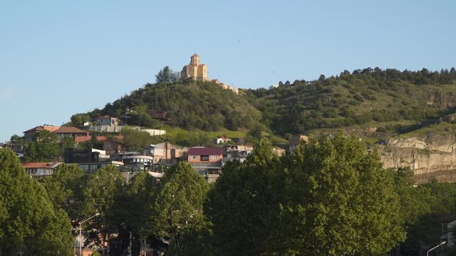 The temple on the mountain in Tbilisi Georgia