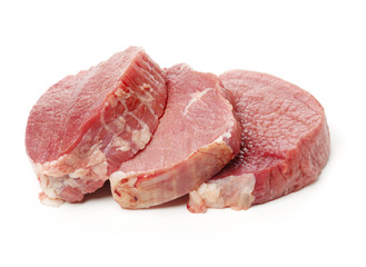 Fresh raw beef on white background