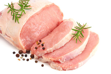 Raw pork meat isolated on white background
